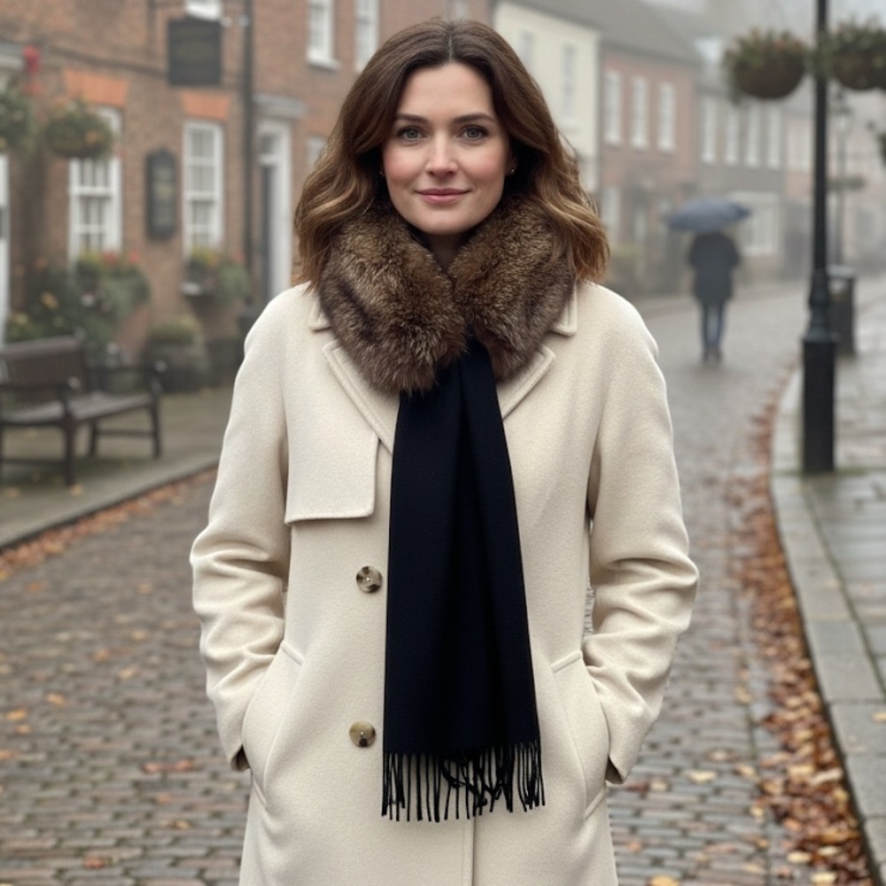Ryan NewYork fox Fur trimmed scarf